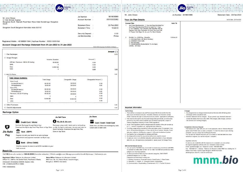 India Jazz Cash bank tatement Word i szablon PDF, 6 stron